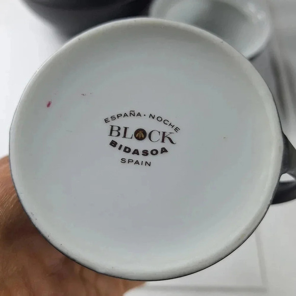 Espana Noche Block Bidasoa Spain Tea/Coffee Pot Creamer & Sugar Bowl Black Matte - Picture 8 of 14